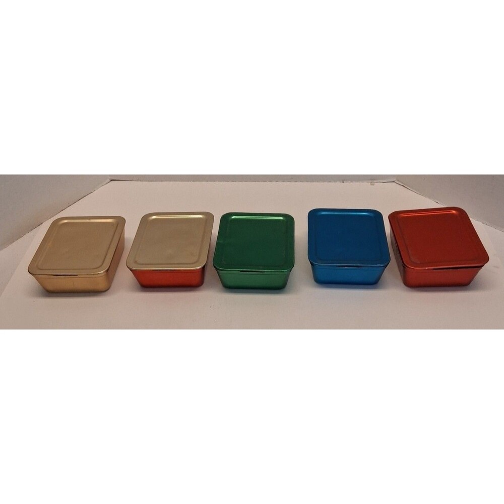 VTG Set of 5 Anodized Aluminum Refrigerator Dishes with Lids MCM 1940s-1950s